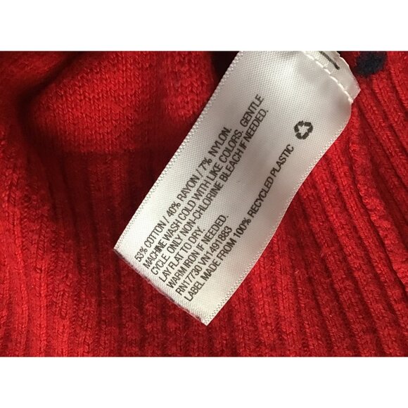 MERONA- WOMENS RED/NAVY CREW NECK LONG SLEEVE SWEATER SIZE SMALL - Picture 7 of 7